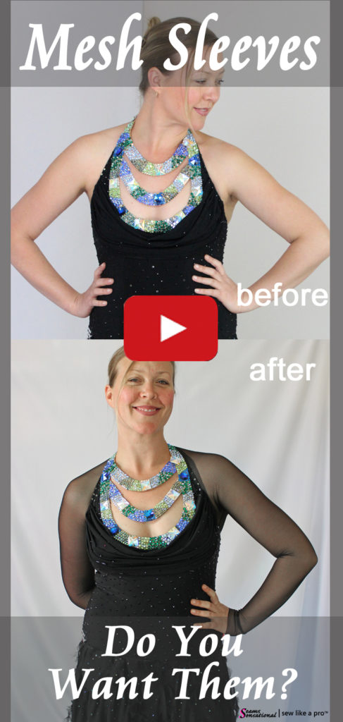 Adding mesh sleeves dramatically changes this Dancesport ballgown.