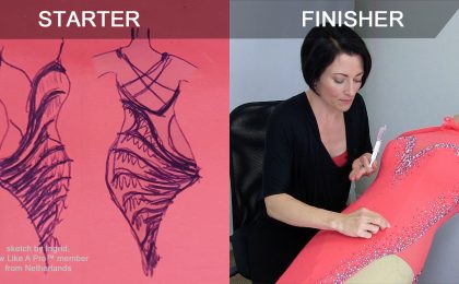 costume sketch, glue rhinestones, starter finisher blog post