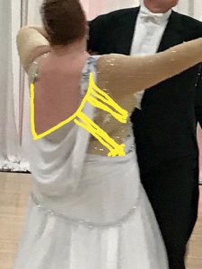 How to alter a bargain dance dress so it looks good on a full-figure woman. Dancesport gown