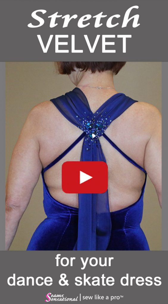 Iridescent chiffon paired with stretch velvet is a beautiful combination on Ballroom, Latin, Country and Skater dresses.