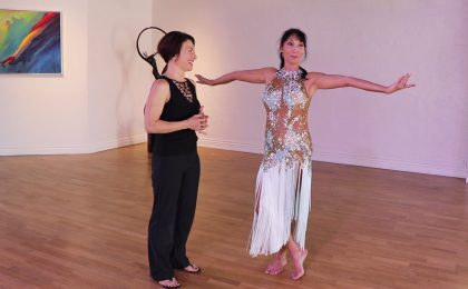 Fringe and lace Latin Dancesport dress, made by Dore Designs