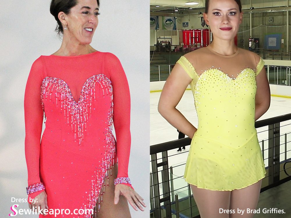 sweetheart neckline, feminine ice skating dress, mesh sleeves, latin dance dress