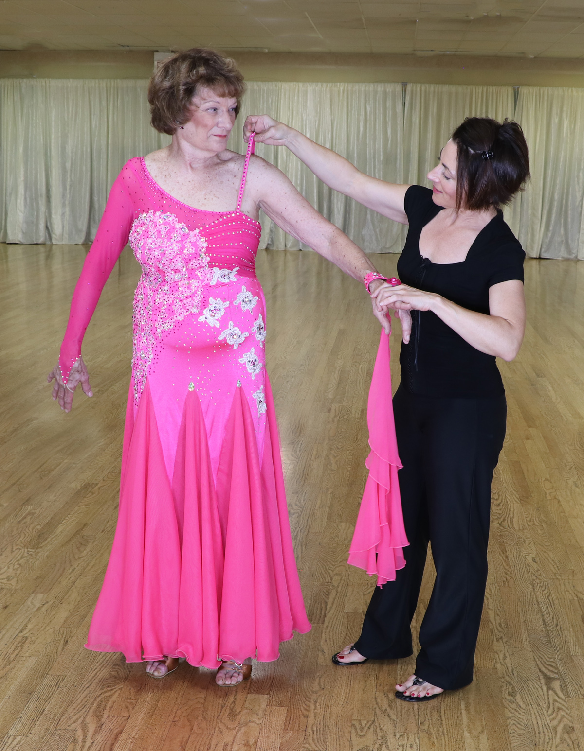 lace ballroom dance dress, shoulder elastic, guipure lace,