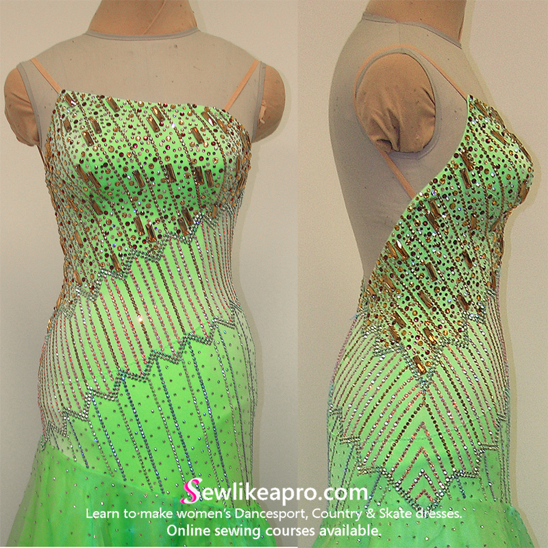 linear rhinestone pattern with Swarovski baguettes and flat back stones