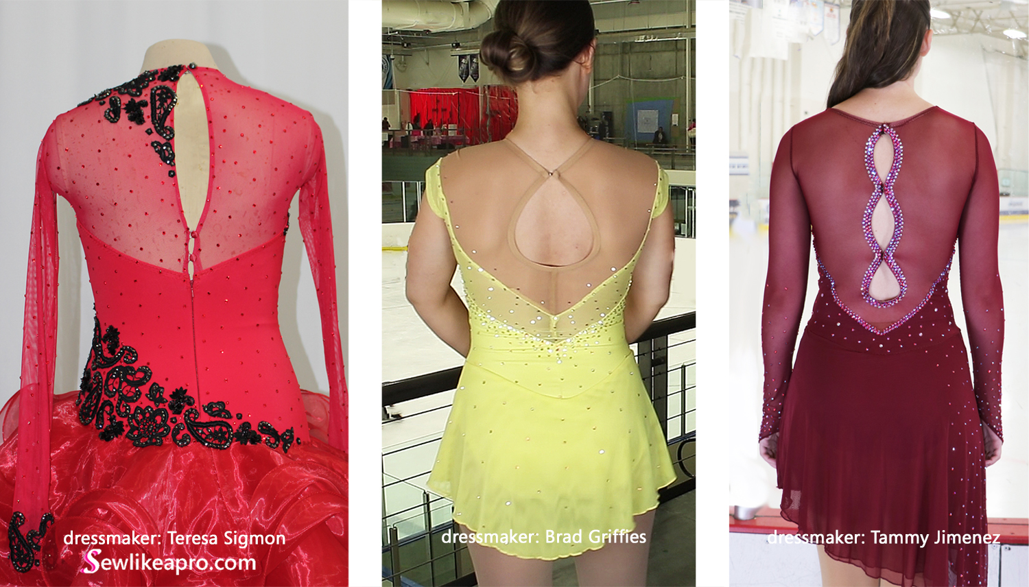 three keyhole back design comparison, Alyssa, Tammy Jimenez, Ice Den Chandler