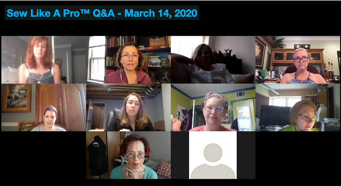 Sew Like A Pro live Q&A group image 3-14-2020