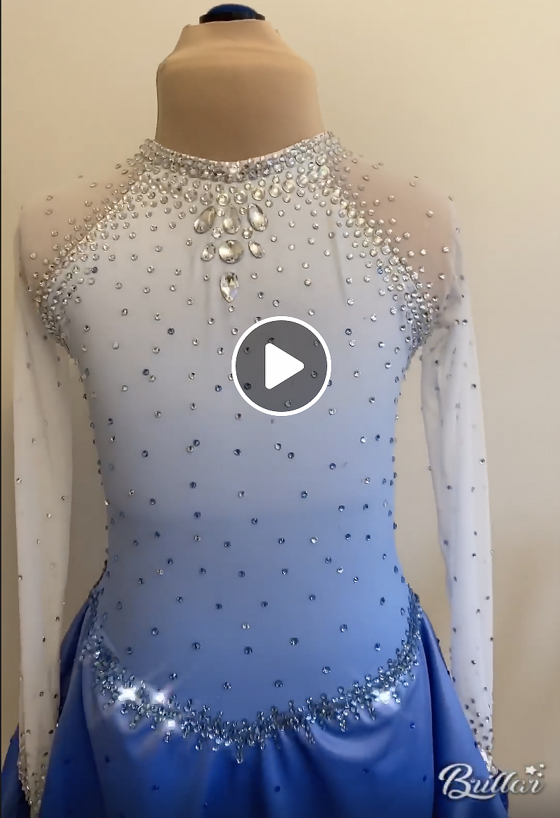 Sew Like A Pro™ member, Wendy Marfleet, custom ice skating dress, ombré skating skirt, sequin dress