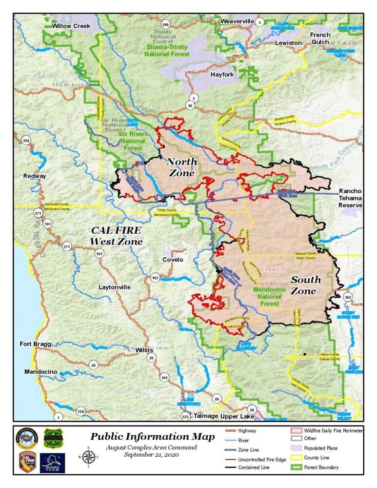 August Complex fire area command map