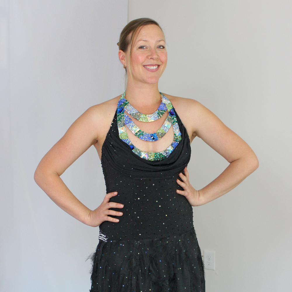 add sleeves rhinestone necklace Smooth ballroom dance dress Bree Blevins