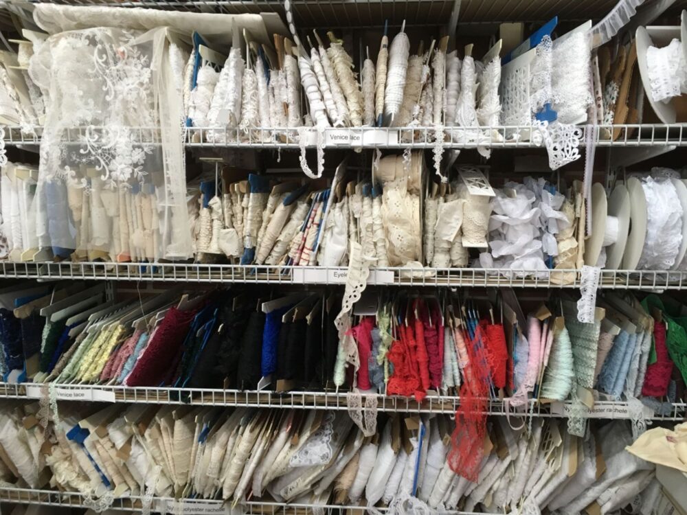 lace selection at B&B cloth fabric store in Georgia
