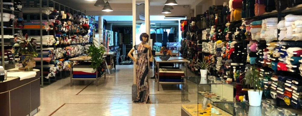 fabric selection at stiltex group fabric store in calatabiano sicily