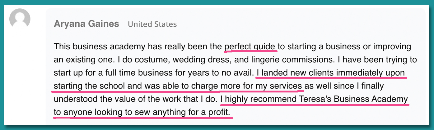 Dressmaker Business Academy for those who run a sewing business (or want to begin sewing for income).