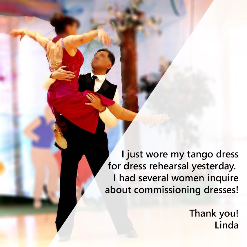 I enrolled in the Ballgown Dressmaker School and learned to make my own ballroom dance dresses. Then I got asked to make dresses for other people. Thanks, Sew Like A Pro! 